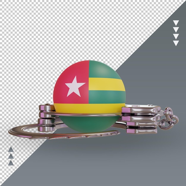 Vista frontal de renderizado de bandera de togo de esposas 3d