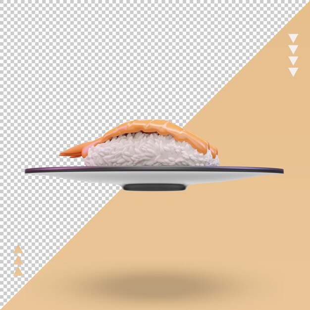 Vista frontal de renderizado Ebi de comida asiática 3d