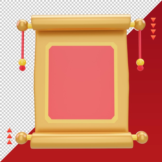 PSD vista frontal de renderizado de icono de desplazamiento de año nuevo chino 3d