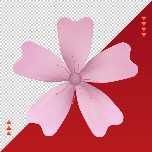 Vista frontal de renderizado de icono de Sakura de año nuevo chino 3d
