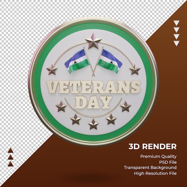 PSD vista frontal de renderizado de lesotho del día de los veteranos 3d