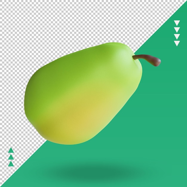 PSD vista frontal de renderizado de papaya de frutas 3d