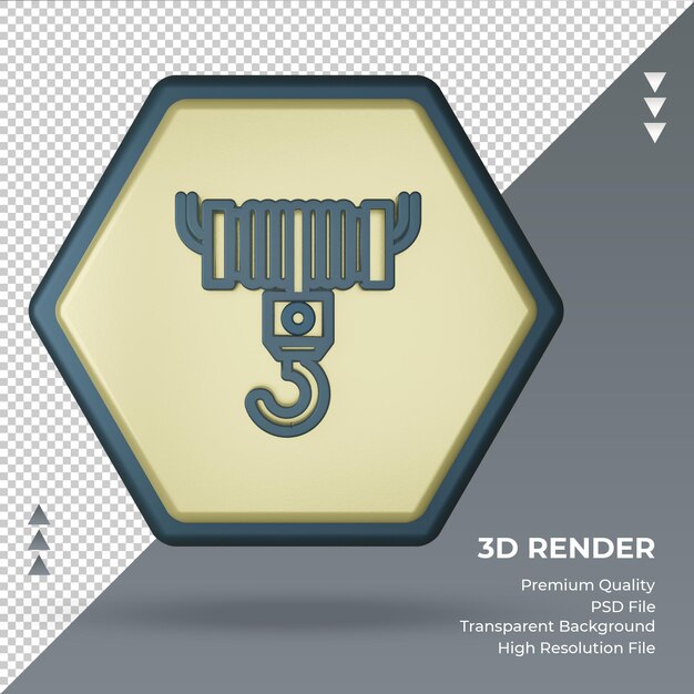Vista frontal de renderizado de signo de fábrica de cabrestante de icono 3D