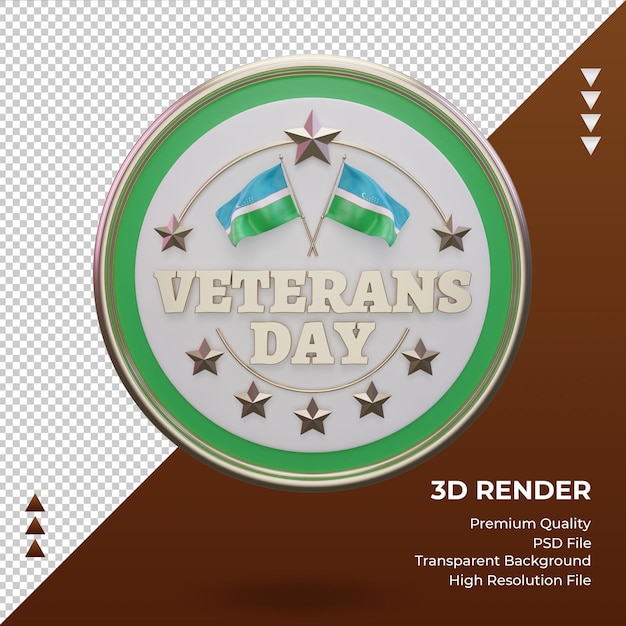 PSD vista frontal de renderizado de uzbekistán del día de los veteranos 3d