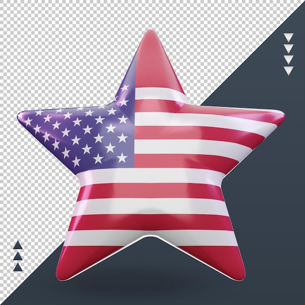 Vista frontal de la representación de la bandera de América estrella 3D