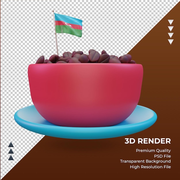 Vista frontal de la representación de la bandera de azerbaiyán del día del café 3d