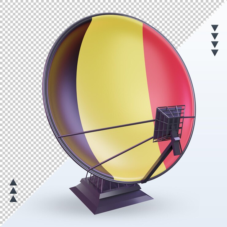 PSD vista frontal de representación de la bandera de bélgica satélite 3d