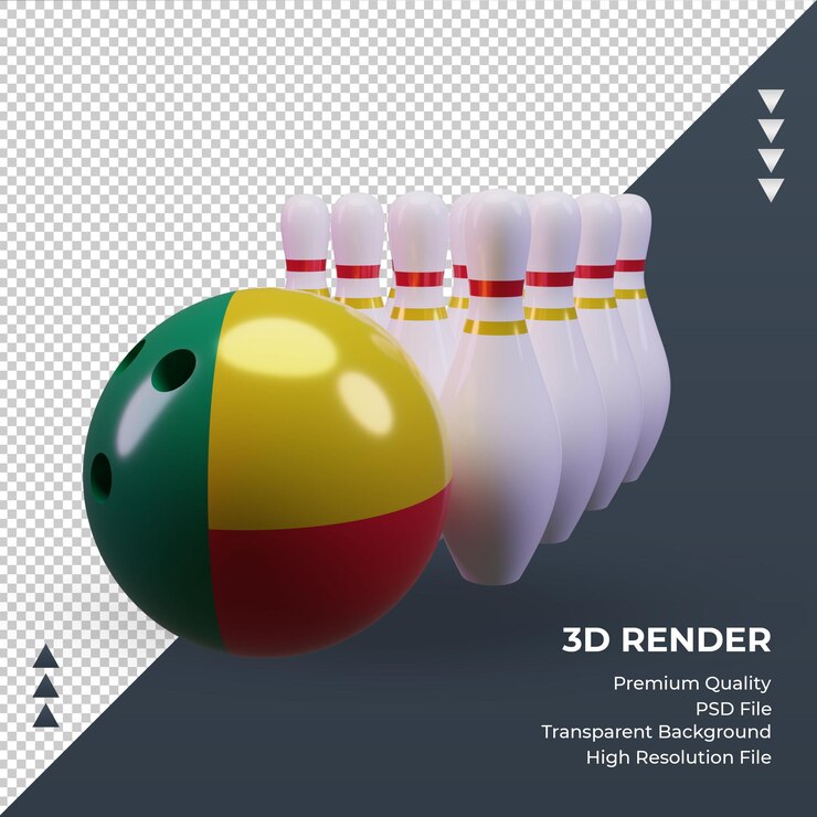 PSD vista frontal de la representación de la bandera de benin del día de los bolos 3d