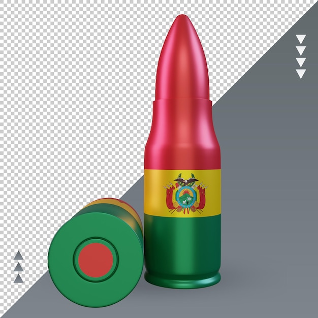 Vista frontal de la representación de la bandera de bolivia de bala 3d