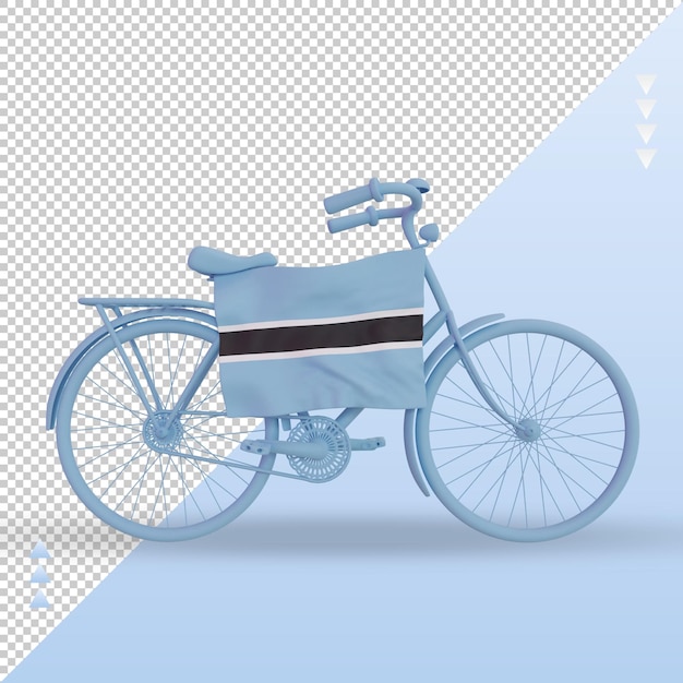Vista frontal de la representación de la bandera de botswana del día de la bicicleta 3d