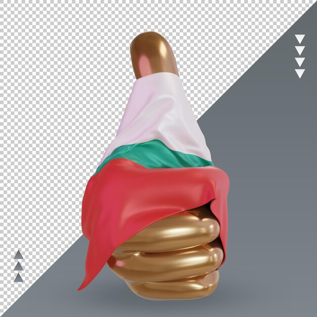 Vista frontal de la representación de la bandera de bulgaria del pulgar 3d