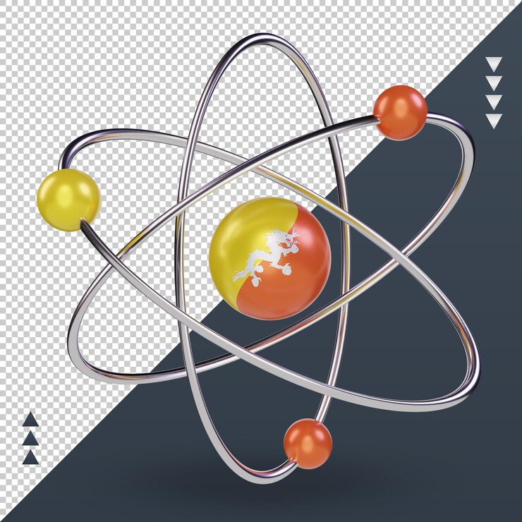 PSD vista frontal de la representación de la bandera de bután del día de la ciencia 3d