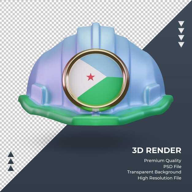 PSD vista frontal de la representación de la bandera de djibouti del ingeniero 3d