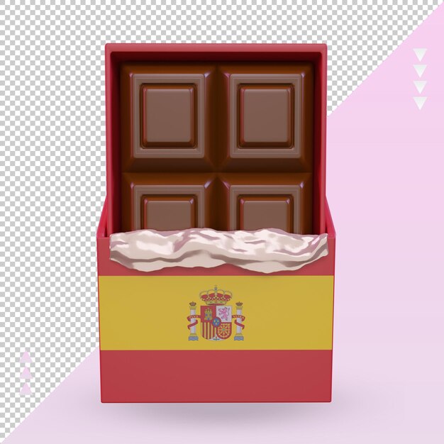 Vista frontal de la representación de la bandera de españa de chocolate 3d