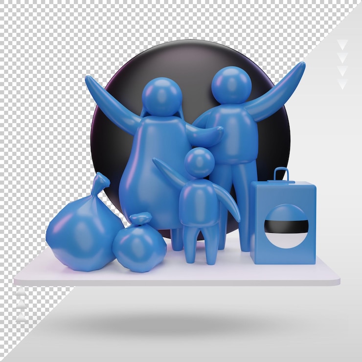 PSD vista frontal de la representación de la bandera de estonia del día mundial de los refugiados en 3d