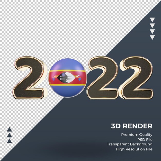 PSD vista frontal de la representación de la bandera de eswatini del texto 3d 2022