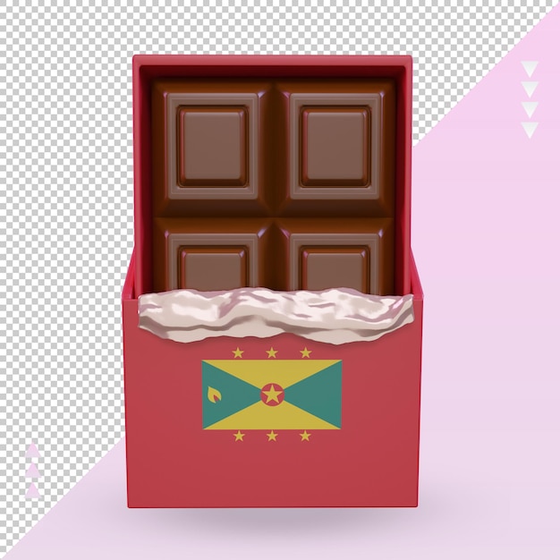 Vista frontal de la representación de la bandera de granada de chocolate 3d