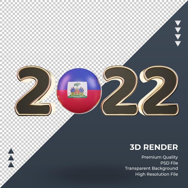 Vista frontal de la representación de la bandera de haití del texto en 3d 2022
