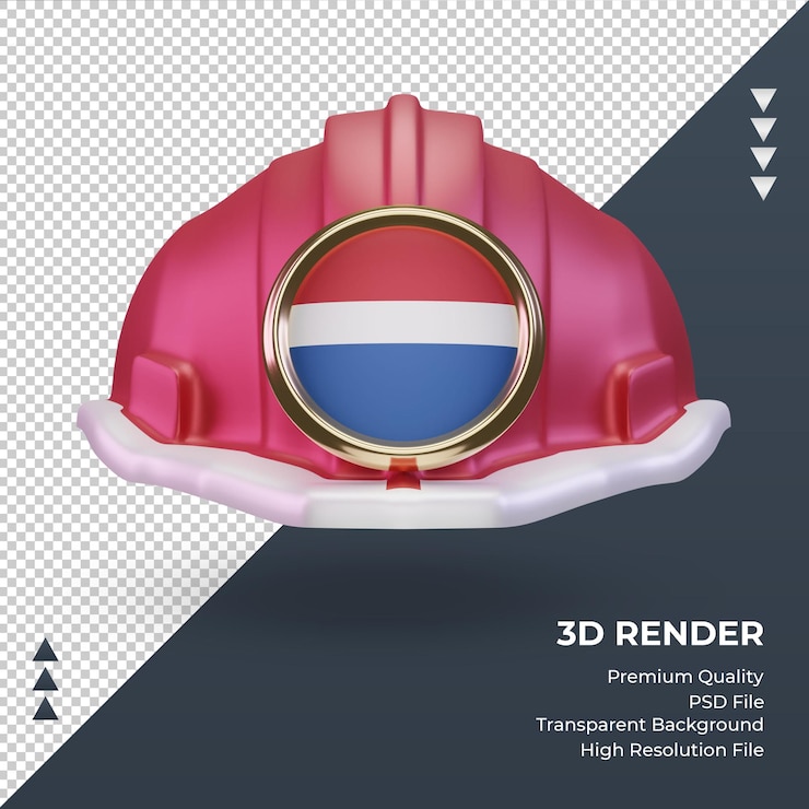 PSD vista frontal de la representación de la bandera holandesa del ingeniero 3d
