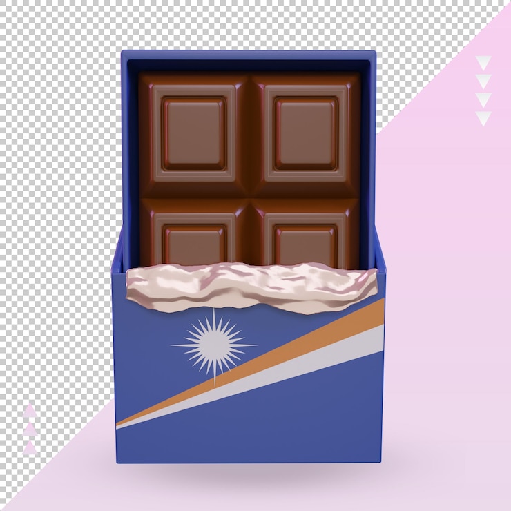PSD vista frontal de la representación de la bandera de las islas marshall de chocolate 3d