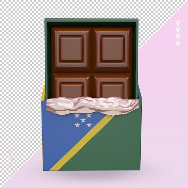 Vista frontal de la representación de la bandera de las islas salomón de chocolate 3d