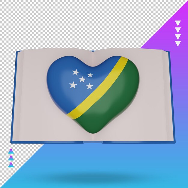 Vista frontal de la representación de la bandera de las islas salomón del día mundial del libro 3d