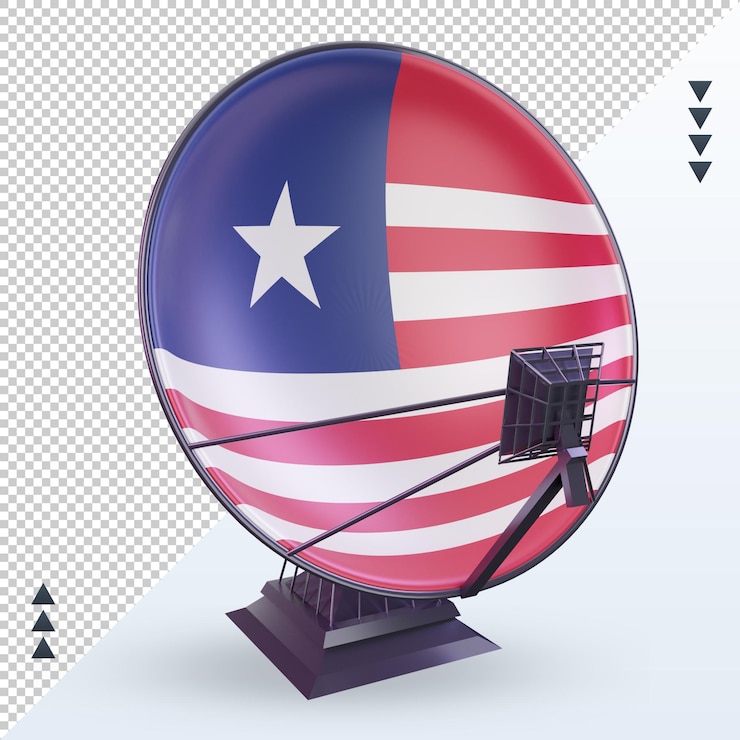 PSD vista frontal de la representación de la bandera de liberia satélite 3d