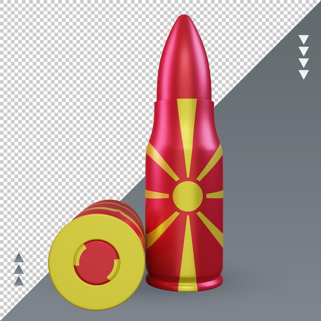 Vista frontal de la representación de la bandera de macedonia del norte de bala 3d