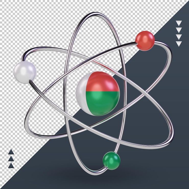 PSD vista frontal de la representación de la bandera de madagascar del día de la ciencia 3d
