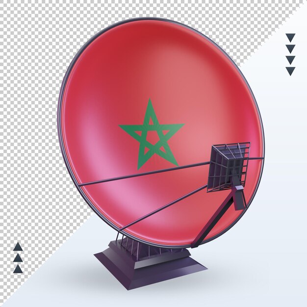 PSD vista frontal de la representación de la bandera de marruecos por satélite 3d