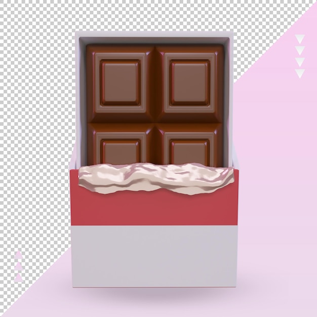 Vista frontal de la representación de la bandera de Mónaco de chocolate 3d