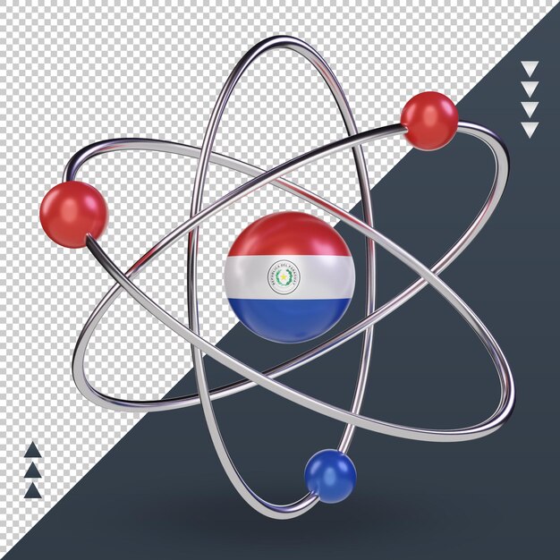 Vista frontal de la representación de la bandera de paraguay del día de la ciencia 3d