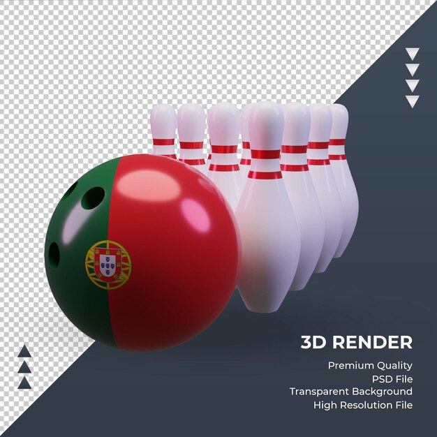 Vista frontal de la representación de la bandera de portugal del día de los bolos 3d