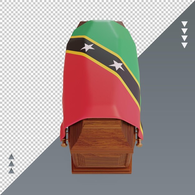Vista frontal de la representación de la bandera de San Cristóbal y Nieves del ataúd 3d