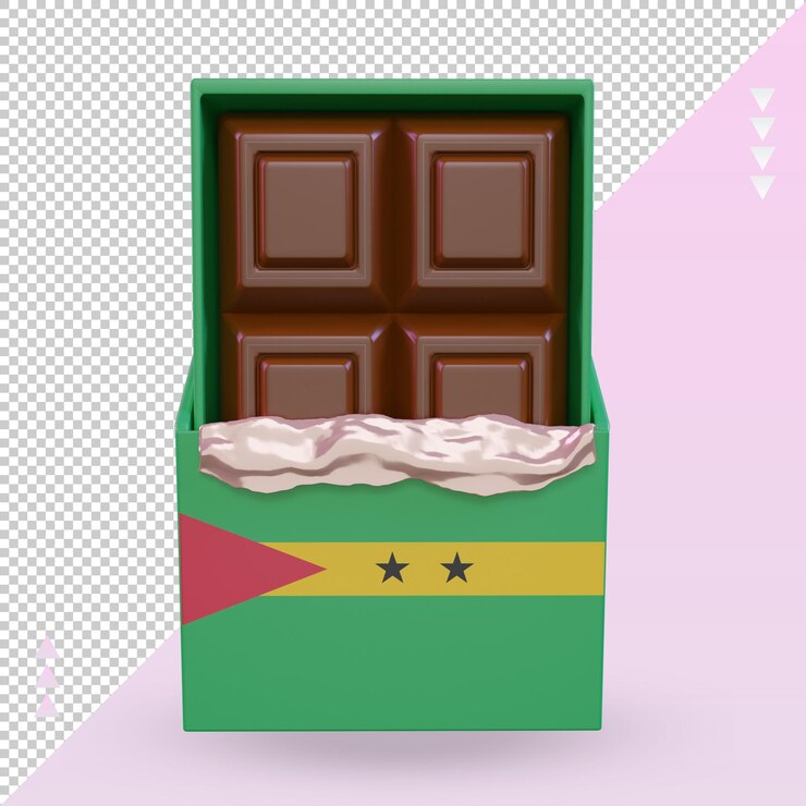 PSD vista frontal de la representación de la bandera de santo tomé y príncipe de chocolate 3d