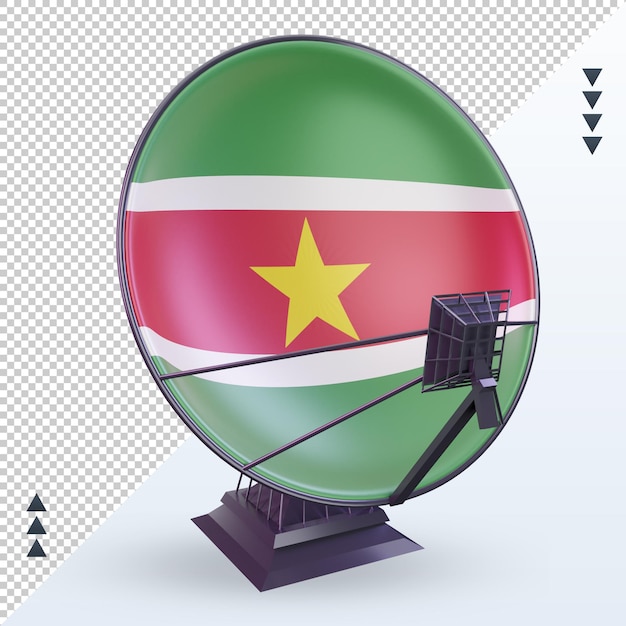 PSD vista frontal de la representación de la bandera de surinam por satélite 3d