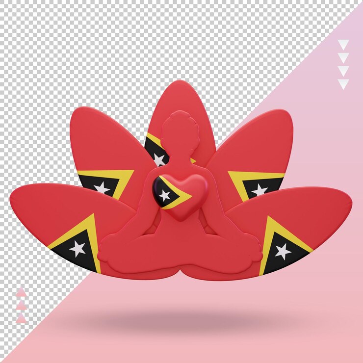 PSD vista frontal de la representación de la bandera de timor leste del día internacional del yoga 3d