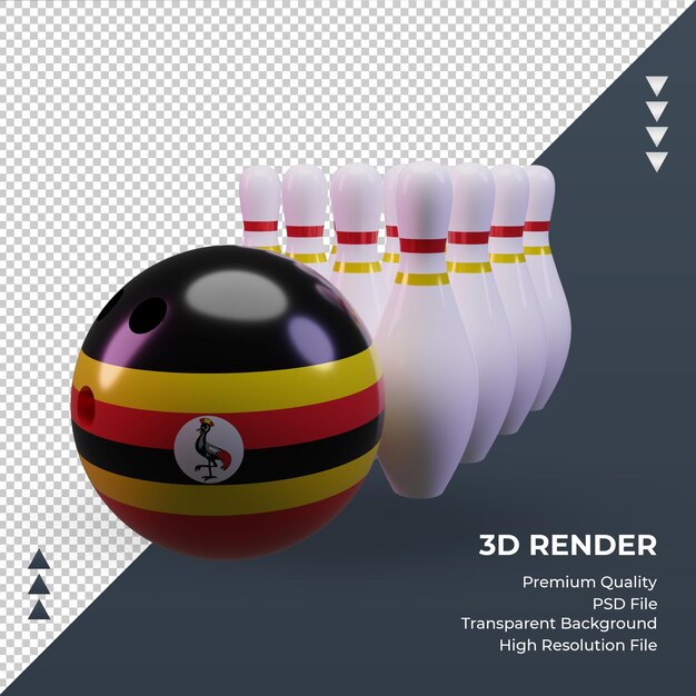 Vista frontal de la representación de la bandera de uganda del día de los bolos 3d