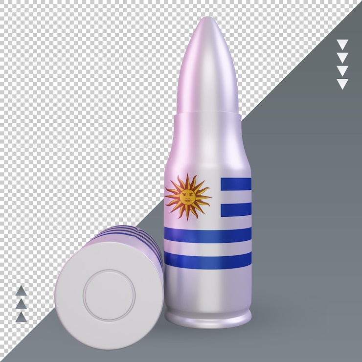 PSD vista frontal de la representación de la bandera de uruguay de bala 3d