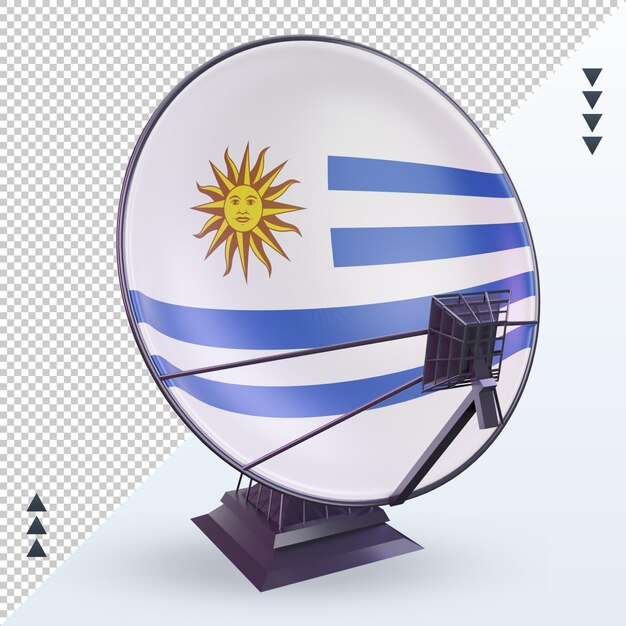 PSD vista frontal de representación de la bandera de uruguay por satélite 3d