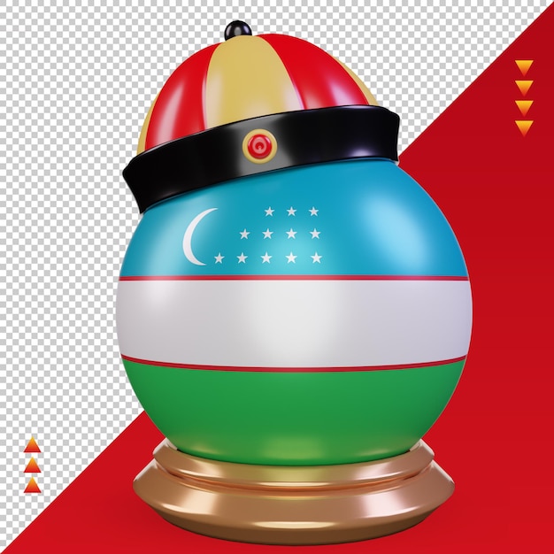 PSD vista frontal de la representación de la bandera de uzbekistán de año nuevo chino 3d