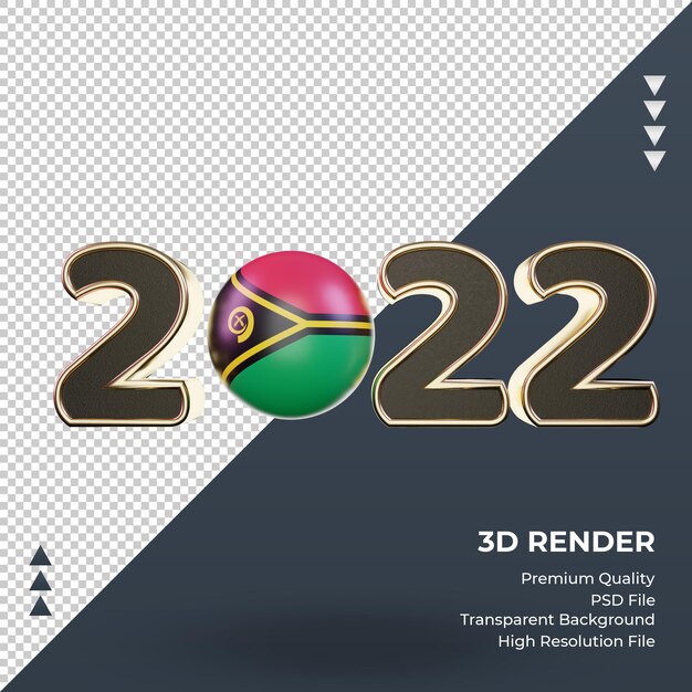Vista frontal de la representación de la bandera de Vanuatu del texto en 3D 2022