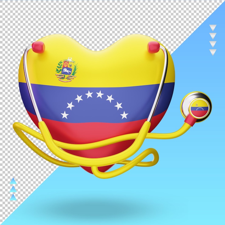 PSD vista frontal de la representación de la bandera de venezuela del día mundial de la salud en 3d