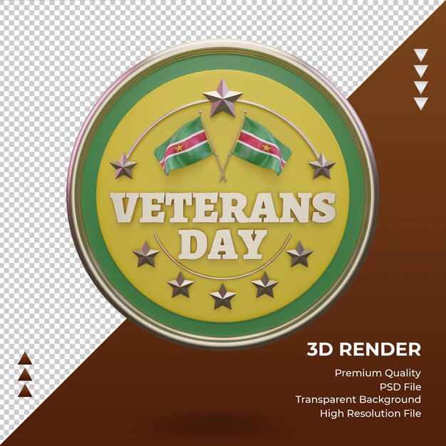 PSD vista frontal de la representación del día de los veteranos 3d surinam