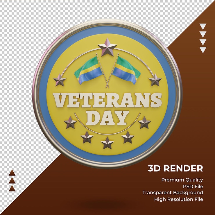 PSD vista frontal de representación de gabón del día de los veteranos 3d