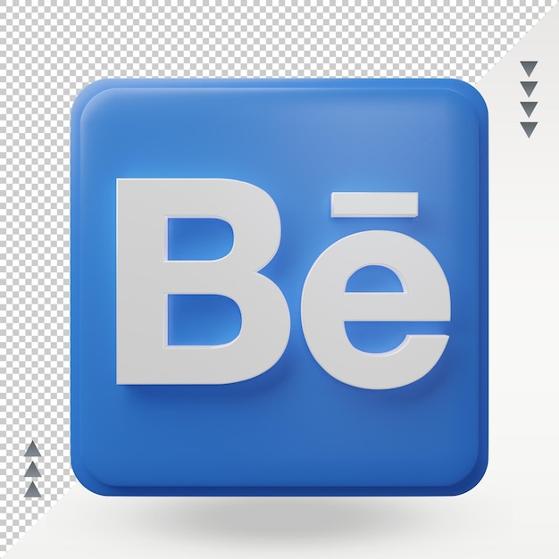 Vista frontal de representación de icono de Behance de redes sociales 3d