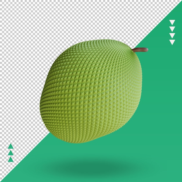 Vista frontal de representación de Jackfruit de frutas 3d