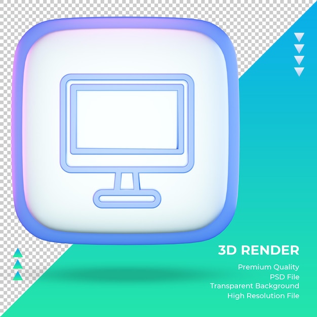 Vista frontal de la representación de signo de computadora de la universidad de icono 3D