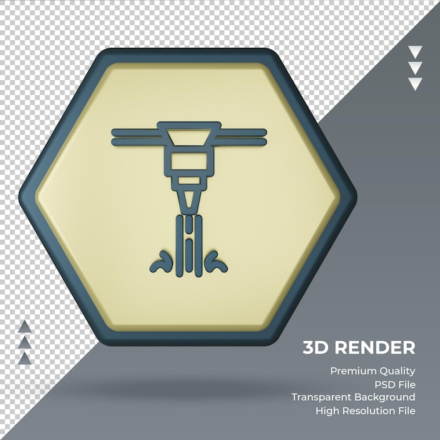 Vista frontal de representación de signo de fábrica de láser icono 3D