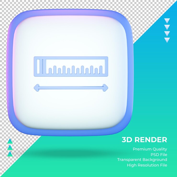 PSD vista frontal de la representación de signo de regla de la universidad de icono 3d